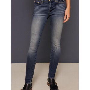 XXI Denim Women's Skinny Ankle Jeans Zippered Hem Denim Blue Dark Wash Size 28